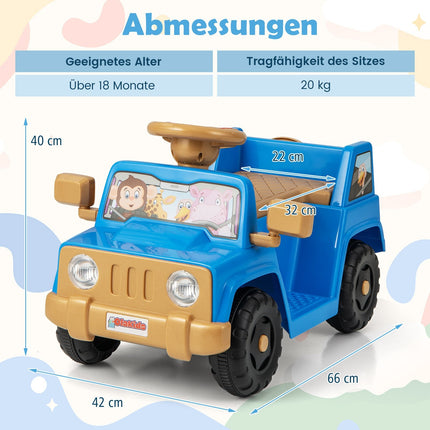 6V Kids Ride-On Car with Sound Effects, Blue