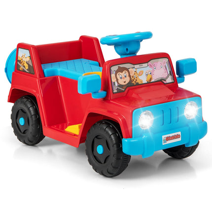 6V Kids Ride-On Car with Sound, LED Lights, Red