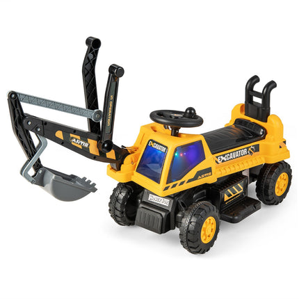 6V Kids Ride-On Digger, Rotating Seat, Music