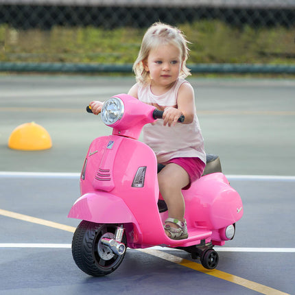 6V Pink Kids Electric Motorcycle with Training Wheels