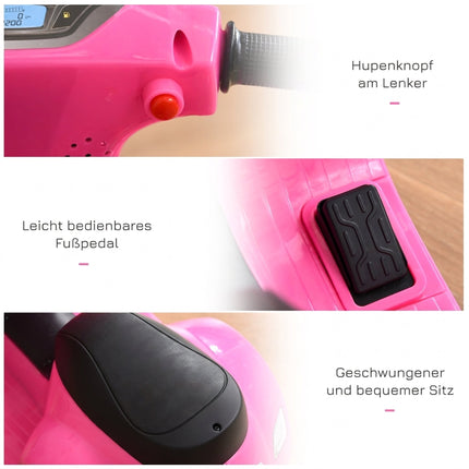6V Pink Kids Electric Motorcycle with Training Wheels