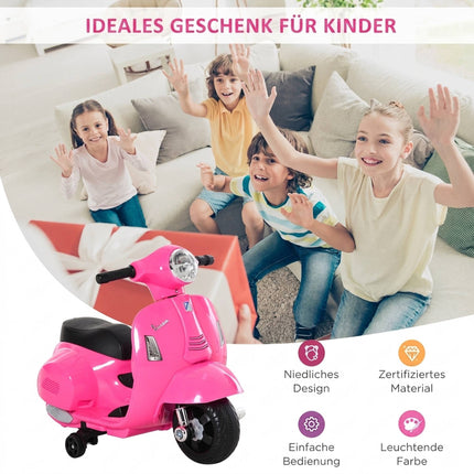 6V Pink Kids Electric Motorcycle with Training Wheels