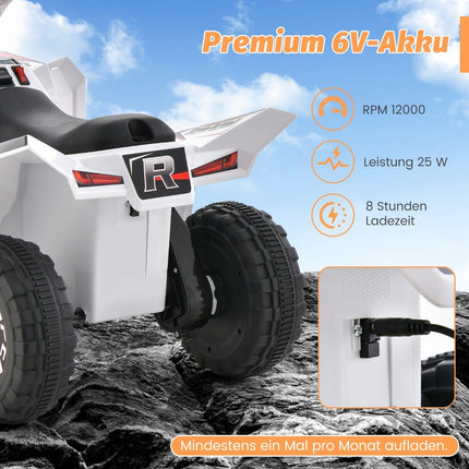 6V children's quad electric with forward/reverse switch children's quad mini electric quad white