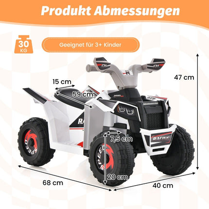 6V children's quad electric with forward/reverse switch children's quad mini electric quad white