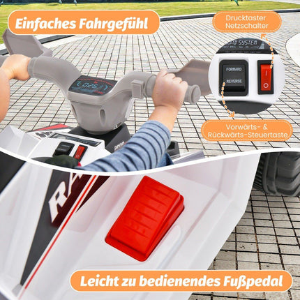 6V children's quad electric with forward/reverse switch children's quad mini electric quad white