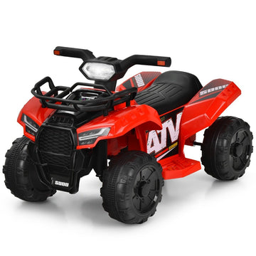 6V electric children's quad with storage space & music & horn & LED headlight mini electric quad red