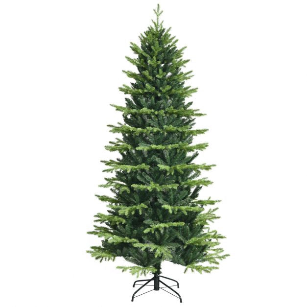 6ft Artificial Christmas Tree, Hinged, Metal Stand