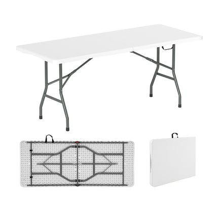 6 ft Folding Table, HDPE Top, 350 lbs Capacity, White