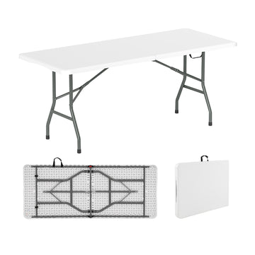 6 ft Folding Table, HDPE Top, 350 lbs Capacity, White