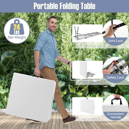 6 ft Folding Table, HDPE Top, 350 lbs Capacity, White