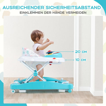 6-in-1 Adjustable Baby Walker with Music Board, Green