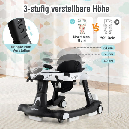 6-in-1 Adjustable Baby Walker with Tray & Music
