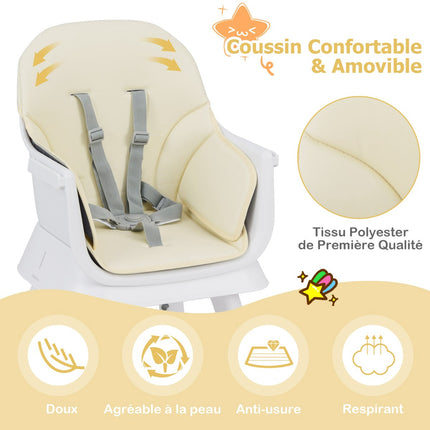 6-in-1 Baby High Chair – Block Tray, 5-Point Harness