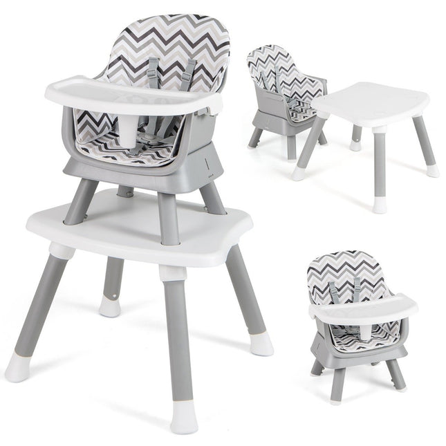 6-in-1 Baby High Chair High Chair &amp; Dining chair &amp; Learning table baby chair combination high chair gray and white