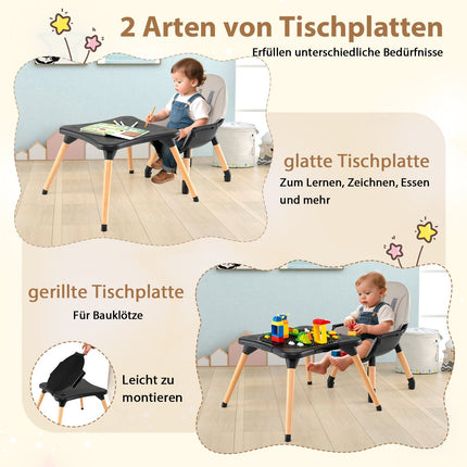 6-in-1 Baby High Chair with Block Table & Dual Tray