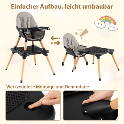 6-in-1 Baby High Chair with Block Table & Dual Tray