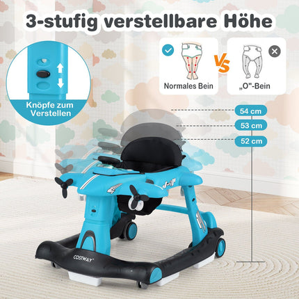 6-in-1 Baby Walker, Adjustable Height, Blue
