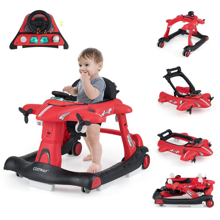 6-in-1 Baby Walker with Adjustable Height, Red