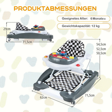 6-in-1 Baby Walker with Removable Playboard, Grey