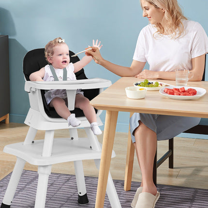 6-in-1 Convertible Baby High Chair, Booster Seat, Black