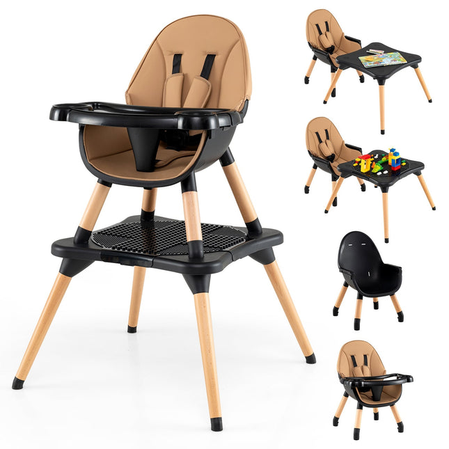 6-in-1 Convertible Baby High Chair with Double Tray