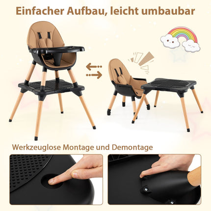 6-in-1 Convertible Baby High Chair with Double Tray
