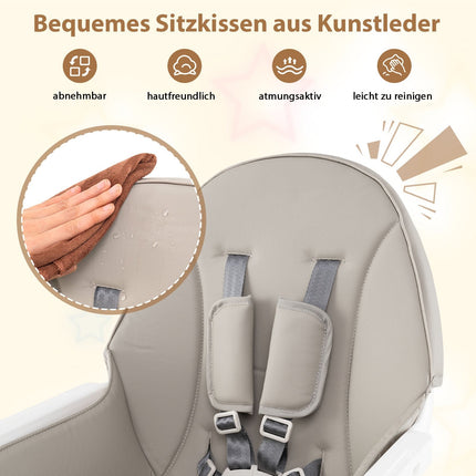 6-in-1 Convertible Baby High Chair with Tray, Grey
