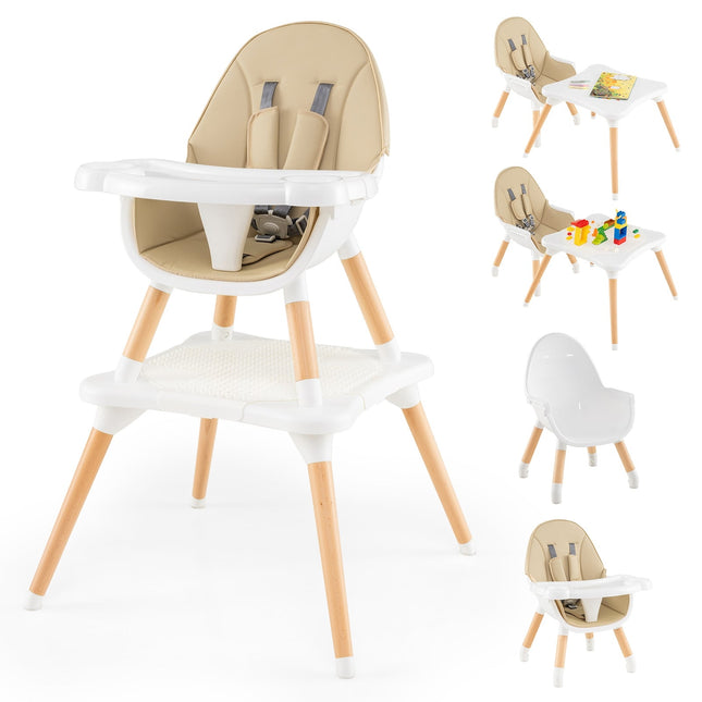 6-in-1 Convertible Baby High Chair with Tray & Safety Harness