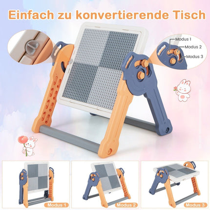 6 in 1 Folding Children's Table with Chair & Easel Play Table with Double-Sided & Removable Table Top