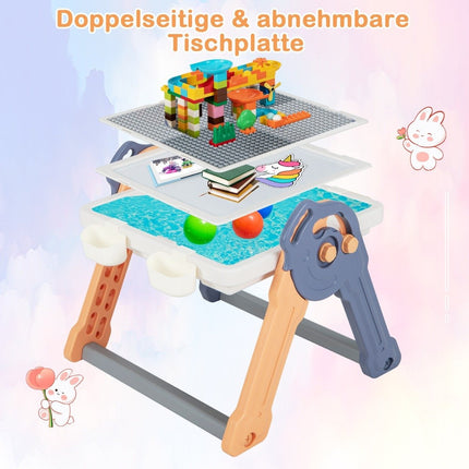 6 in 1 Folding Children's Table with Chair & Easel Play Table with Double-Sided & Removable Table Top