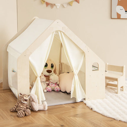 6-in-1 Kids Indoor Playhouse with Table & Chair Set