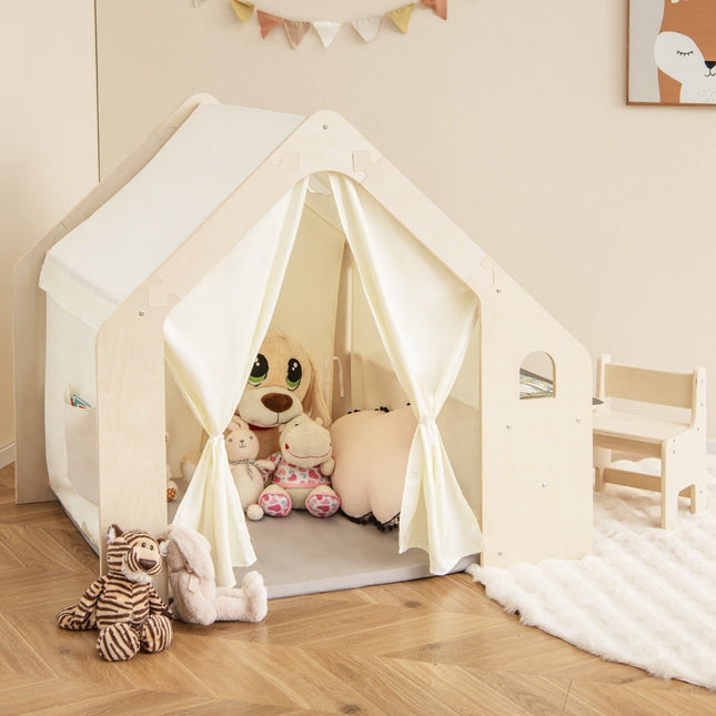 6-in-1 Kids Indoor Playhouse with Table & Chair Set