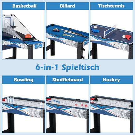 6-in-1 Multi-Game Table: Foosball, Basketball, Billiards