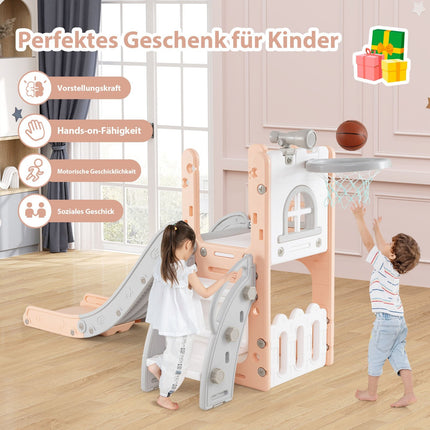 6-in-1 Toddler Slide Set with Basketball Hoop & Telescope