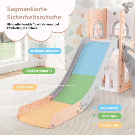 6-in-1 Toddler Slide Set with Basketball Hoop & Telescope