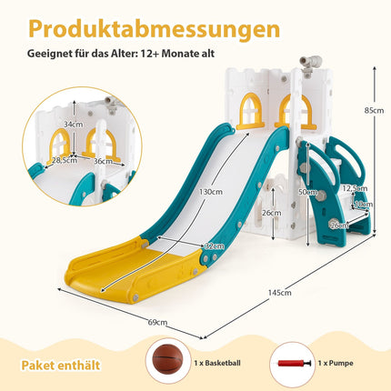 6-in-1 Toddler Slide with Basketball Hoop & Telescope