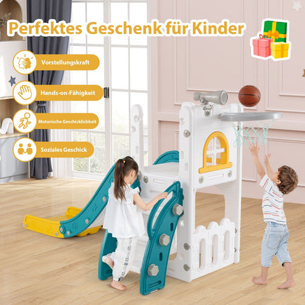 6-in-1 Toddler Slide with Basketball Hoop & Telescope