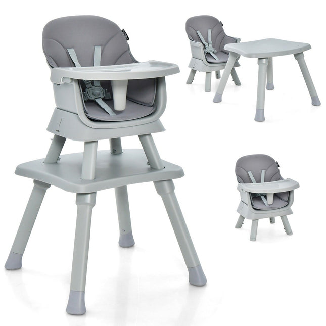 6-in-1 baby high chair high chair & dining chair & learning table & building block table & children's seating group grey