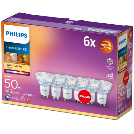 6-pack LED GU10 50W Dimmable WarmGlow