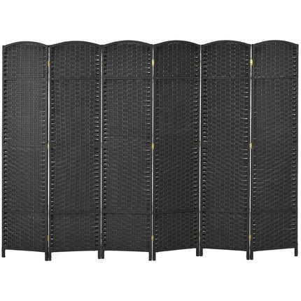 6-Panel Foldable Room Divider, Black Polypropylene