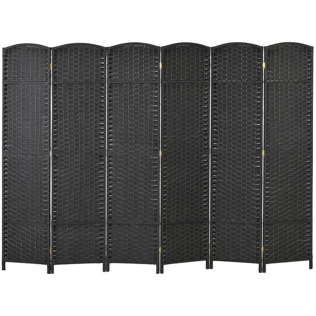 6-Panel Foldable Room Divider, Black Polypropylene