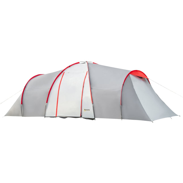 6-person tunnel camping tent, windproof UV50+, 2 bedrooms