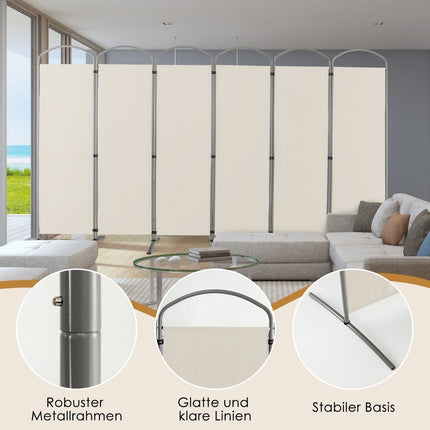 6-piece foldable privacy screen room divider fabric partition 331 x 51 x 188 cm beige