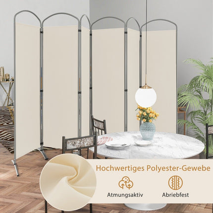 6-piece foldable privacy screen room divider fabric partition 331 x 51 x 188 cm beige