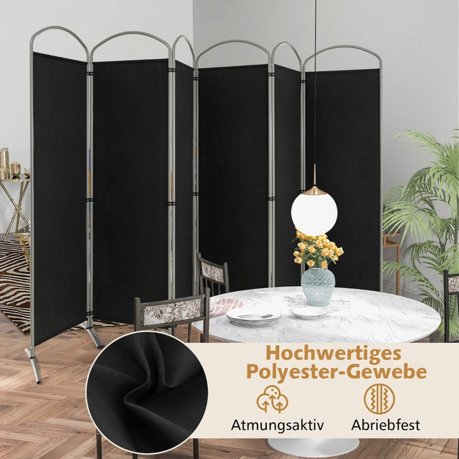 6-piece foldable privacy screen room divider fabric partition 331 x 51 x 188 cm black