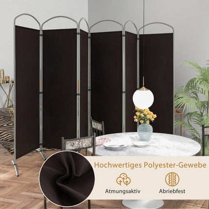 6-piece foldable privacy screen room divider fabric partition 331 x 51 x 188 cm brown