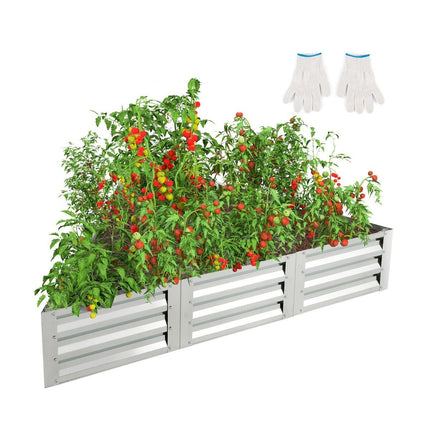 6-piece metal planter box set for vegetables triangular raised bed 150 x 150 x 30 cm silver
