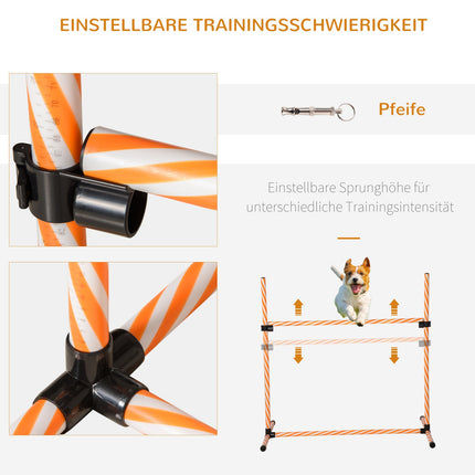Agility Training Set for Dogs, Orange - Poles, Whistle & Bag