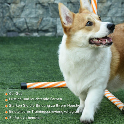 Agility Training Set for Dogs, Orange - Poles, Whistle & Bag