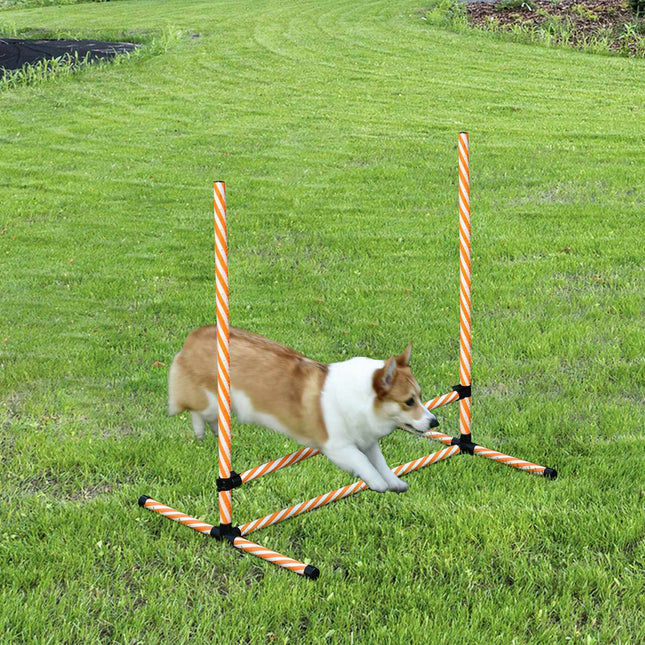 Agility Training Set for Dogs, Orange - Poles, Whistle & Bag